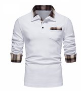 Longsleeve Polo met Patchwork Kraag voor Mannen