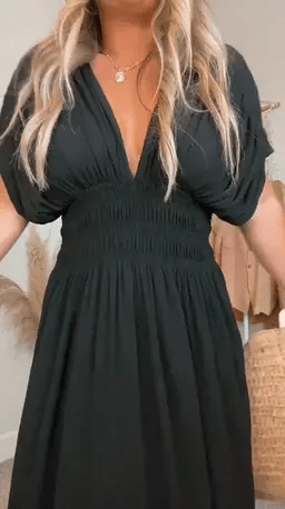 Losse getailleerde maxi-jurk