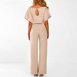 Zomerse Jumpsuit met Strikdetail en Brede Pijpen