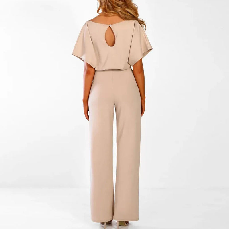 Zomerse Jumpsuit met Strikdetail en Brede Pijpen