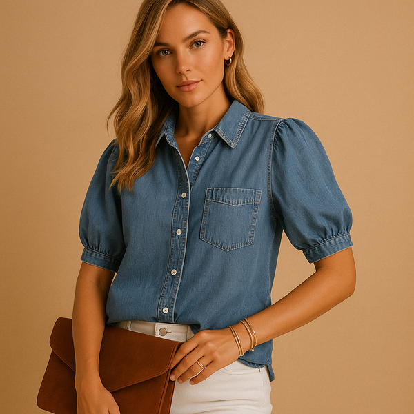 Elegant overhemd met korte mouwen en knoopsluiting aan de voorkant