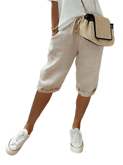 Dames short met elastische taille en zakken
