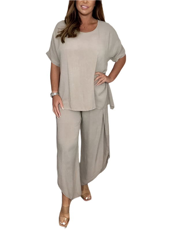 Tweedelige Set met Lang Shirt en Wijde Broek