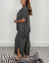 Tweedelige Set met Lang Shirt en Wijde Broek