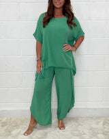 Tweedelige Set met Lang Shirt en Wijde Broek