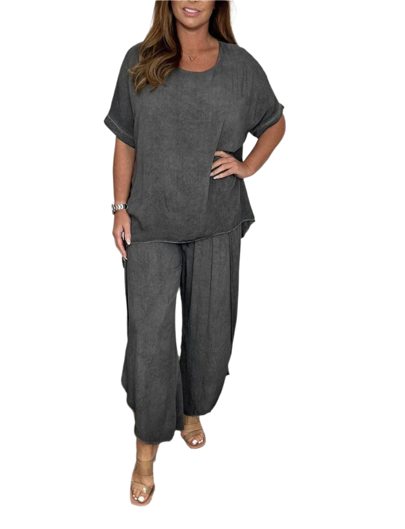 Tweedelige Set met Lang Shirt en Wijde Broek