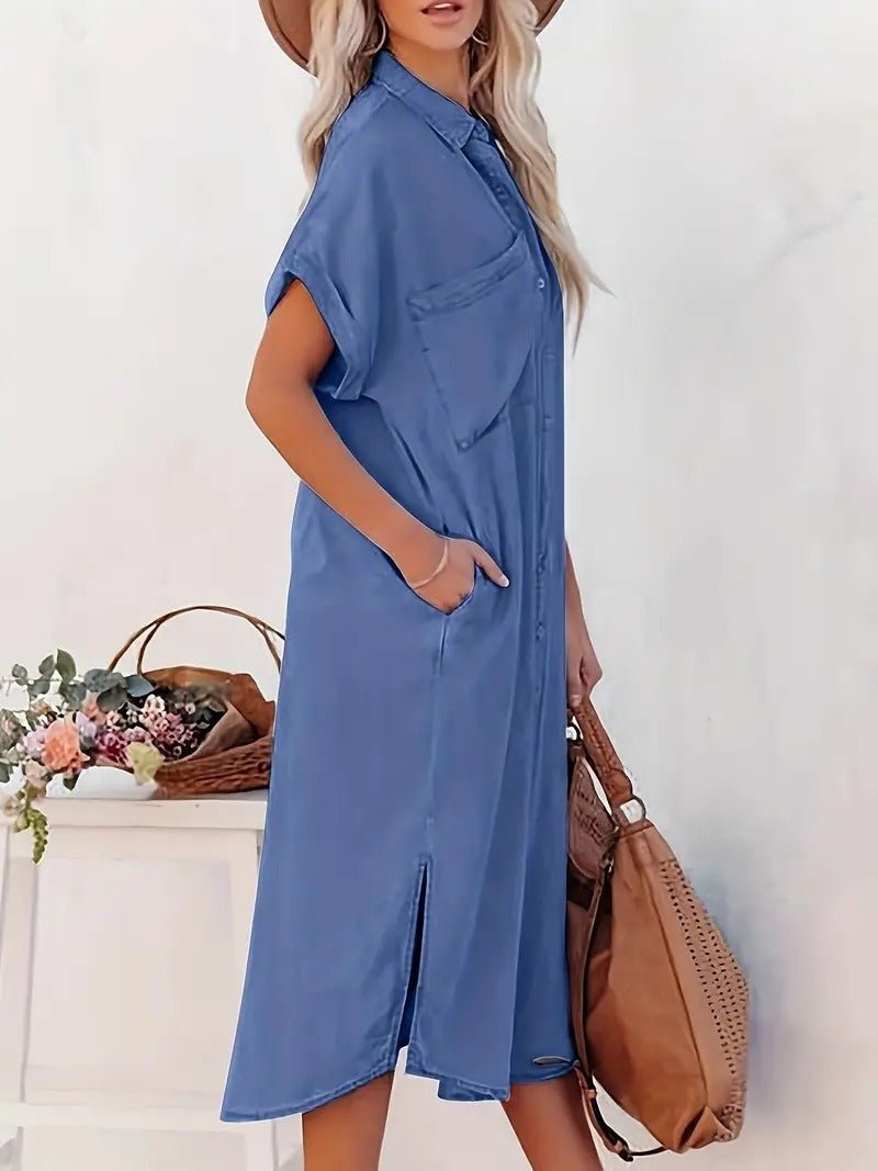 Denim jurk met vleermuismouwen