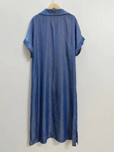 Denim jurk met vleermuismouwen