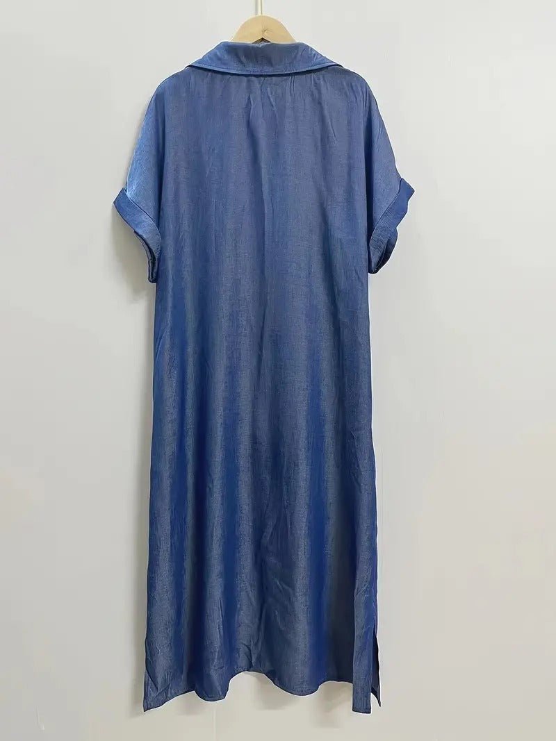 Denim jurk met vleermuismouwen