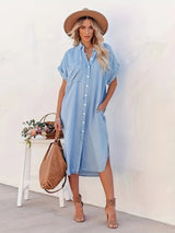 Denim jurk met vleermuismouwen