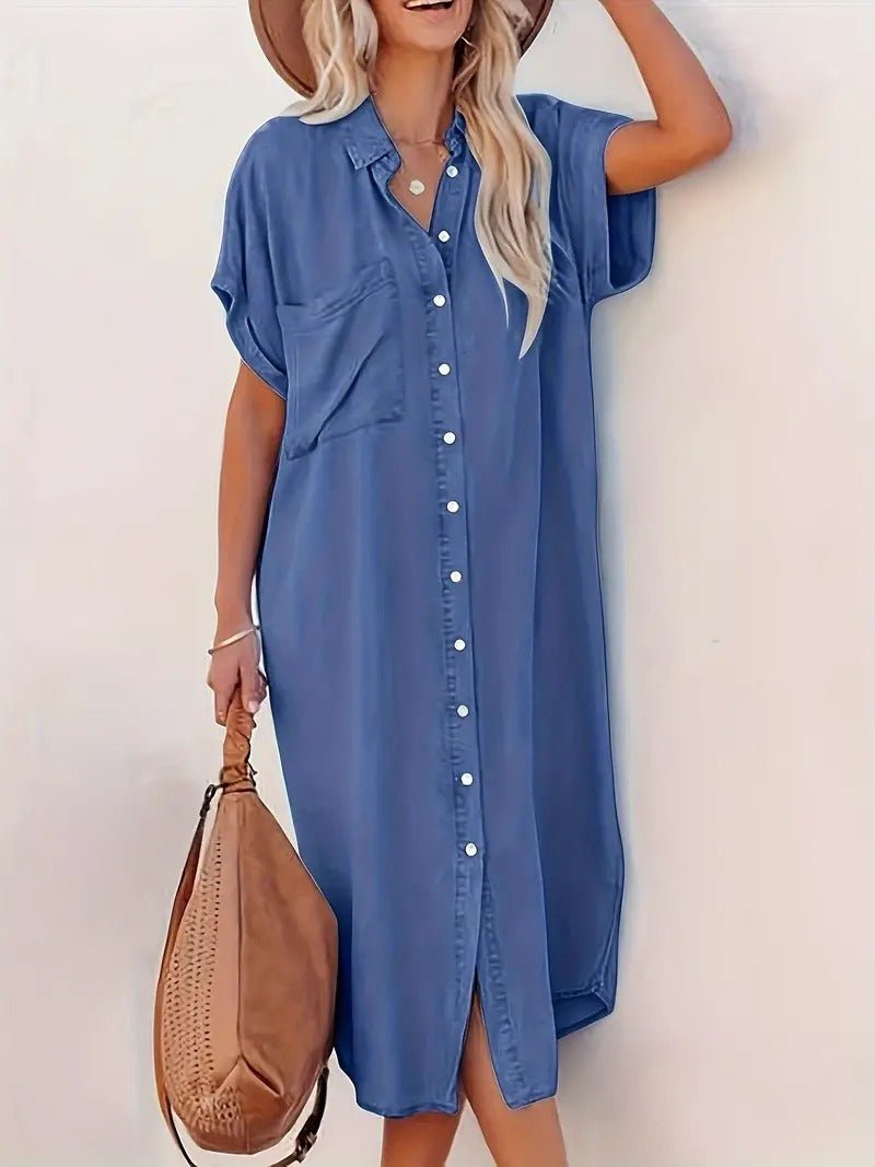 Denim jurk met vleermuismouwen