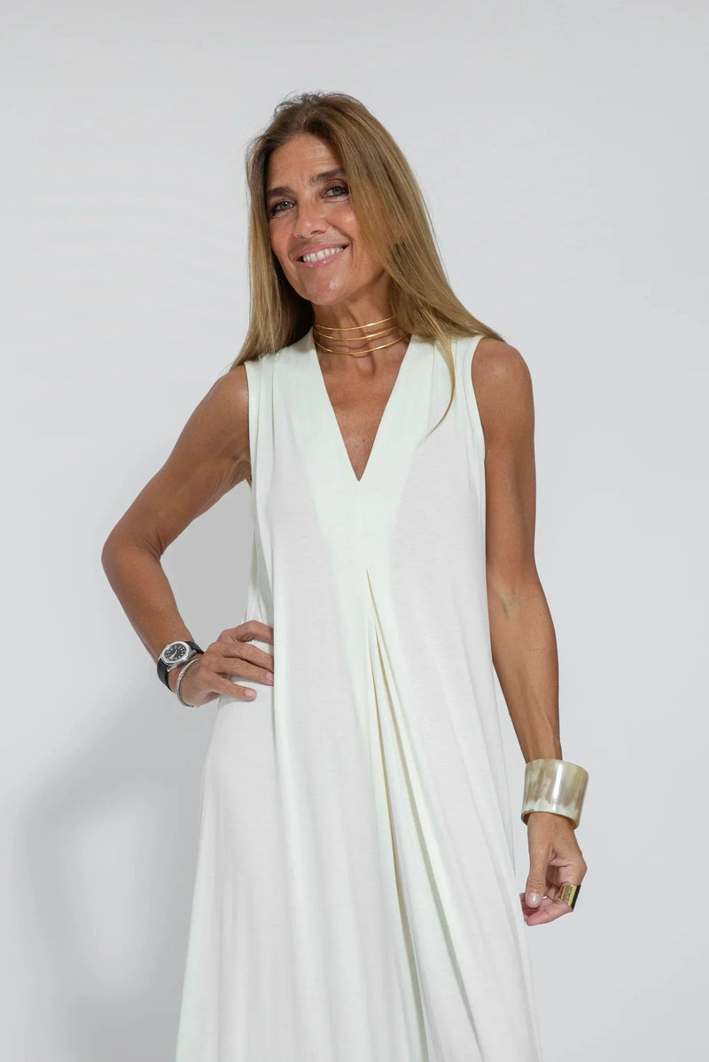 Losse V-hals maxi-jurk