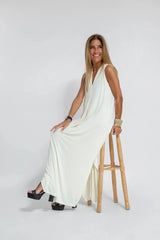 Losse V-hals maxi-jurk