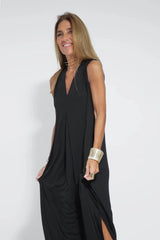 Losse V-hals maxi-jurk