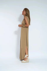 Losse V-hals maxi-jurk