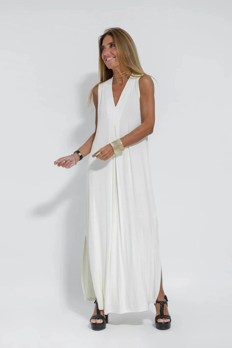 Losse V-hals maxi-jurk