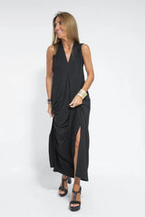 Losse V-hals maxi-jurk