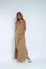 Losse V-hals maxi-jurk