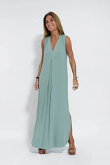 Losse V-hals maxi-jurk