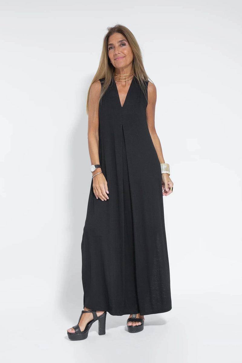 Losse V-hals maxi-jurk