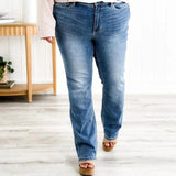 Denim broek mom fit