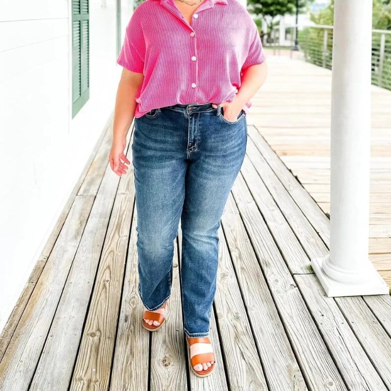 Denim broek mom fit
