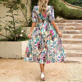 Bloemen midi-jurk