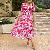 Bloemen midi-jurk