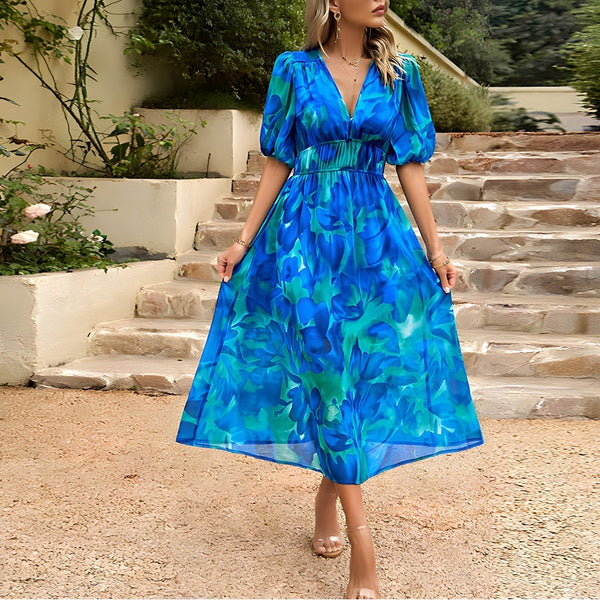 Bloemen midi-jurk