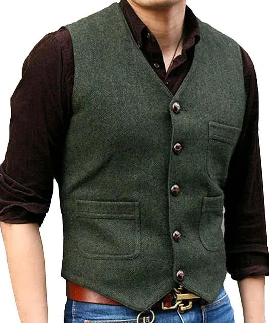 Stijlvol Vintage Mouwloos Tweed Vest voor Mannen