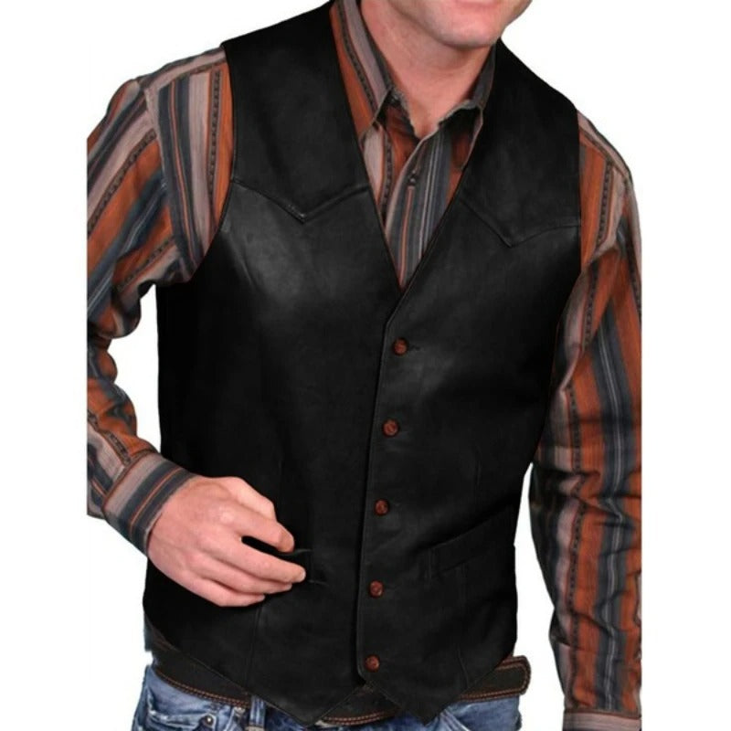 Australian Gilet - Klassiek Western Leren-uitstraling Vintage Vest voor Mannen