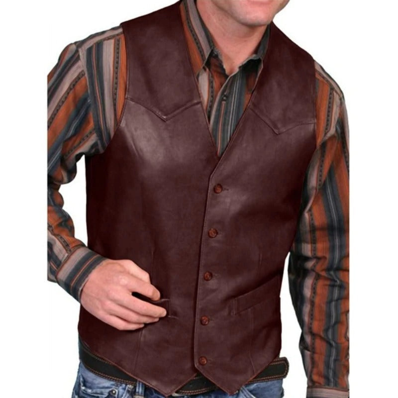 Australian Gilet - Klassiek Western Leren-uitstraling Vintage Vest voor Mannen