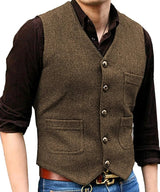 Stijlvol Vintage Mouwloos Tweed Vest voor Mannen