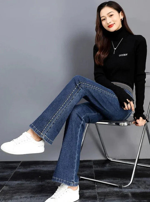 Damesjeans met hoge taille en stretchpasvorm
