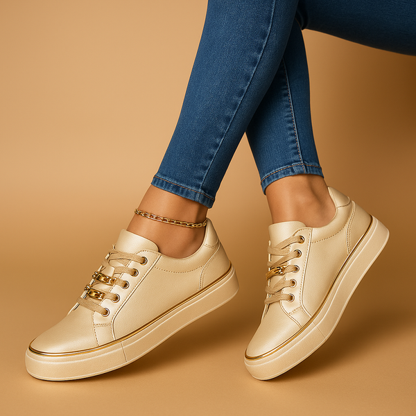 Stijlvolle lage sneakers met ronde neus en platte zool