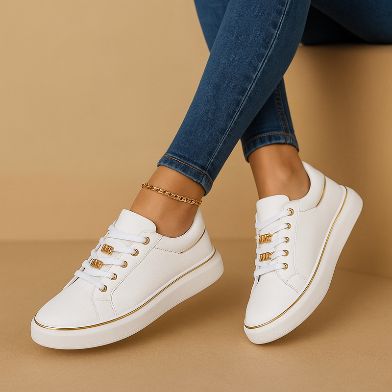 Stijlvolle lage sneakers met ronde neus en platte zool